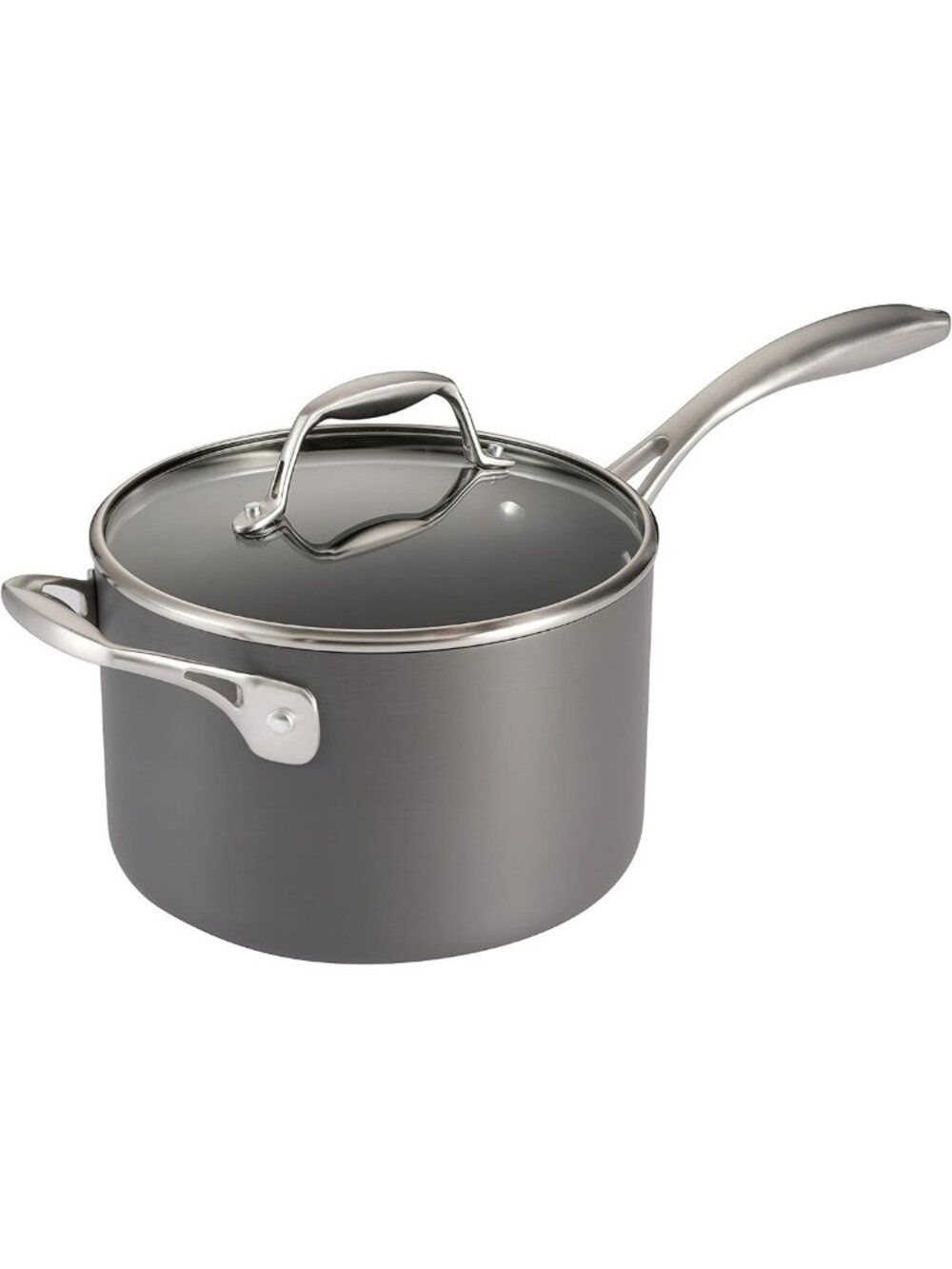 4-Quart Non-Stick Hard Anodized Large Sauce Pan with Lid - Kitchen Essential